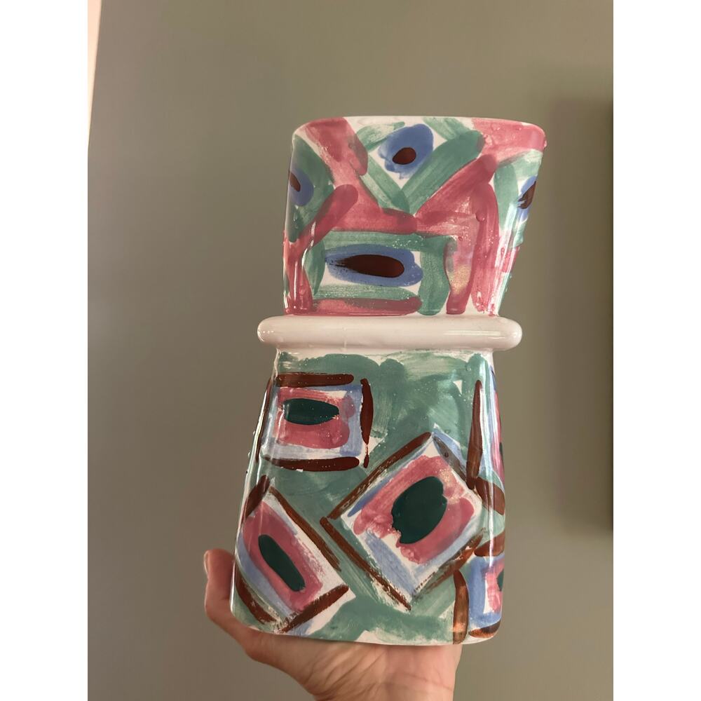 Vintage hand-painted vase colorful abstract unique rare one of a kind unique - Picture 6 of 16